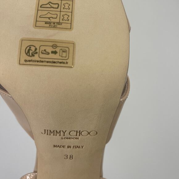 $850 Jimmy Choo EU38 US8 ELLISON85 Cut-Out Open Toe Block Leather Heeled Sandal - Picture 5 of 8